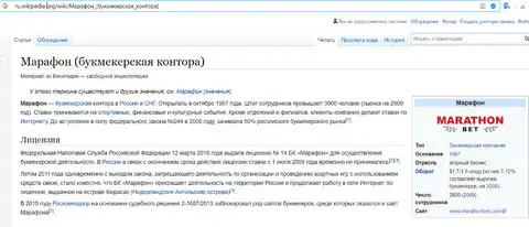 Статья из Википедии о БК Марафон Бет