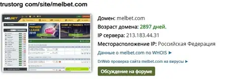 Домен melbet com существует 2897 дней